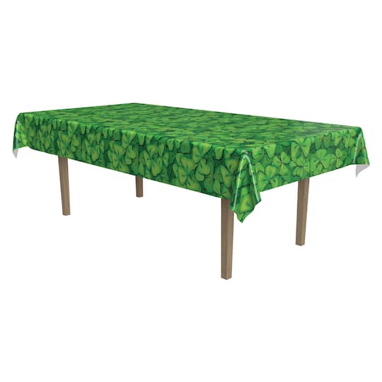 Beistle 54" x 108" Green Shamrock Plastic Table Cover | Michaels®